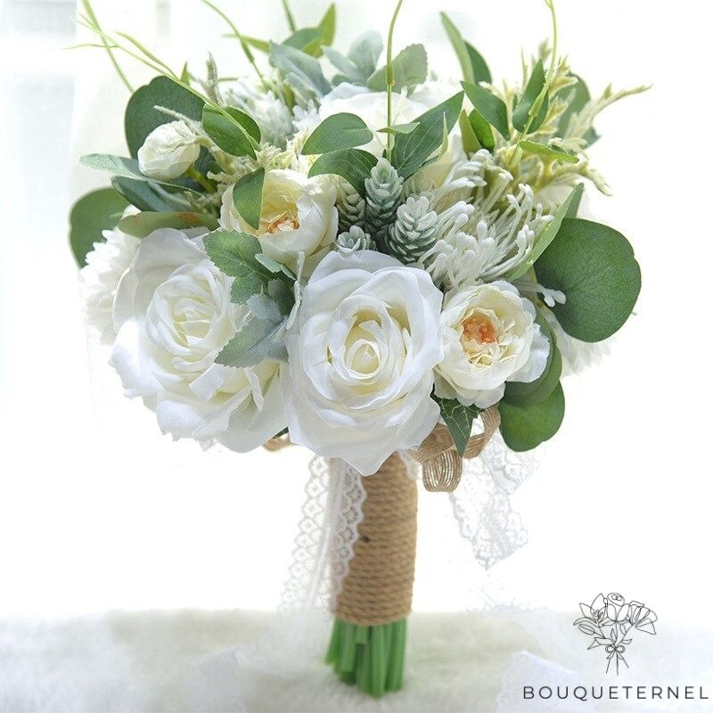 Bouquet Rond Mariage Vert Et Blanc | Bouqueternel