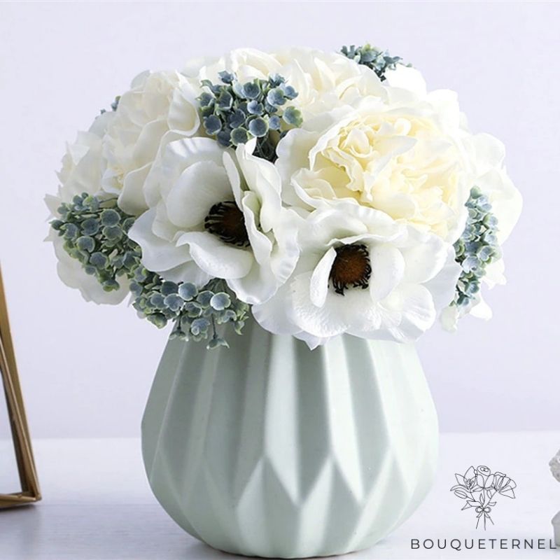 Petite Composition De Fleurs Pour Table | Bouquet Artificiel | Pivoines Artificielles | Bouqueternel
