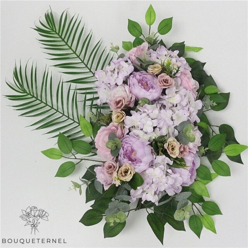 Centre De Table Champêtre Mariage Violettes | Bouquet Artificiel | Pivoines Artificielles | Bouqueternel