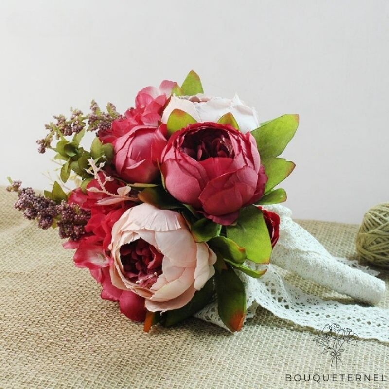 Bouquet De Fleur Artificielle Mariage Rouges | Fleurs Artificielles Mariage | Bouquet de Mariée | Bouqueternel