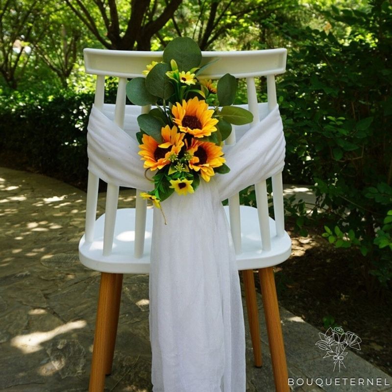 Décoration Chaise Mariage Bohème | Fleurs Artificielles Mariage | Déco Chaise Mariage | Bouqueternel