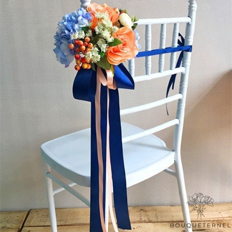 Décoration Chaises Mariage | Fleurs Artificielles Mariage | Déco Chaise Mariage | Bouqueternel