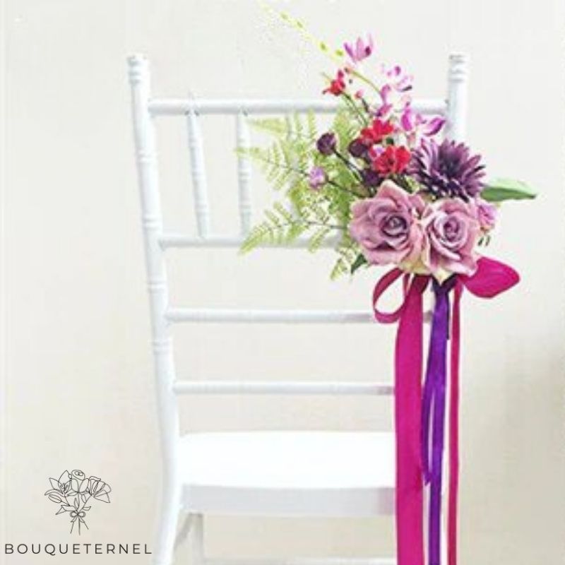 Décoration Chaises Salle Mariage | Fleurs Artificielles Mariage | Déco Chaise Mariage | Bouqueternel