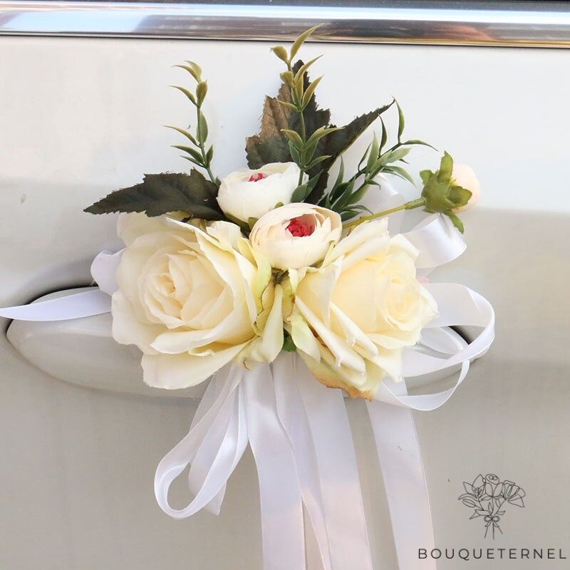 Décoration Voiture Mariage Fleur Ventouse poignées | Fleurs Artificielles Mariage | Fleur Voiture Mariage | Bouqueternel