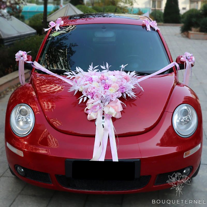 Fleur Déco Voiture Pour Mariage | Fleurs Artificielles Mariage | Fleur Voiture Mariage | Bouqueternel