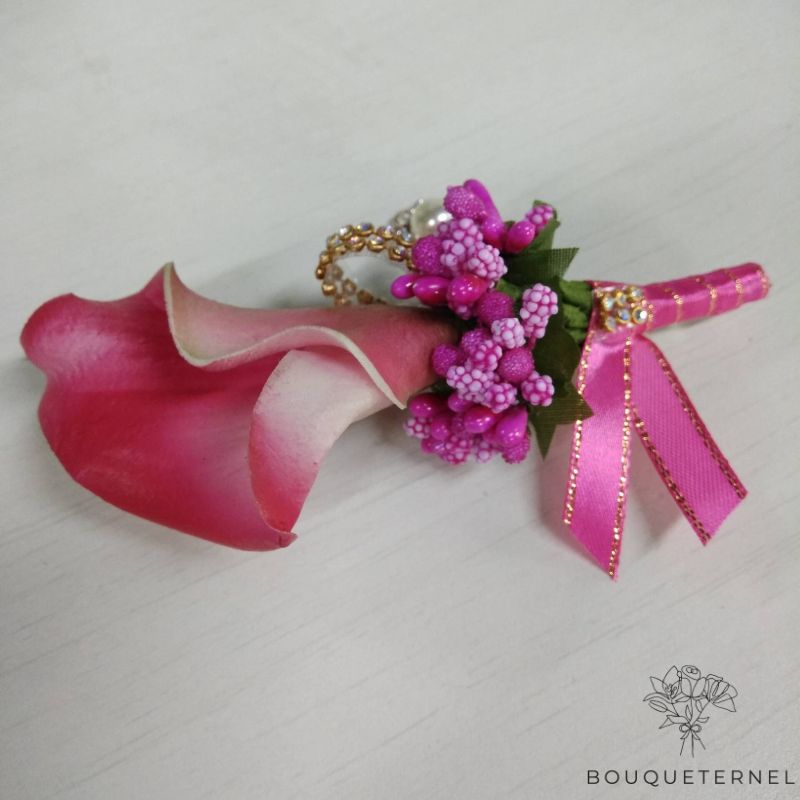 Boutonnière Mariage Calla rose | Fleurs Artificielles Mariage | Boutonnières de Mariage | Bouqueternel