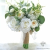 Bouquet Rond de Mariage Vert Et Blanc | Bouquet Artificiel | Pivoines Artificielles | Bouqueternel