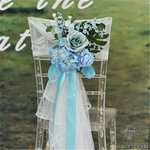 Décoration Chaise Mariage Champêtre Bleue | Bouquet Artificiel | Pivoines Artificielles | Bouqueternel