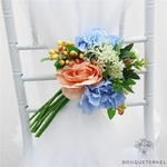 Décoration Chaise Mariage Bleues | Bouquet Artificiel | Pivoines Artificielles | Bouqueternel