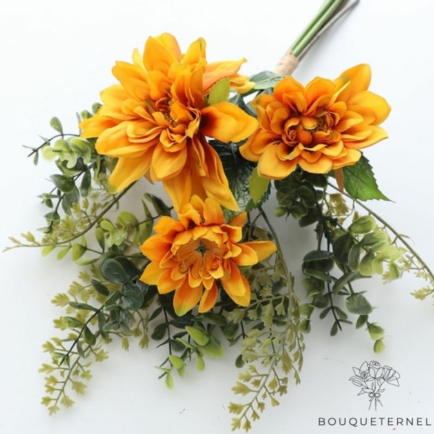 Fausse fleur d'amande dégradée en verre orange avec design