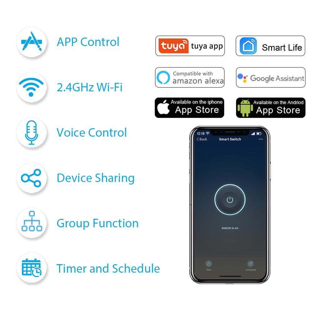 Disjoncteur Wifi 4p minuterie commutateur relais smart home maison  télécommande commande vocale pour  alexa google home