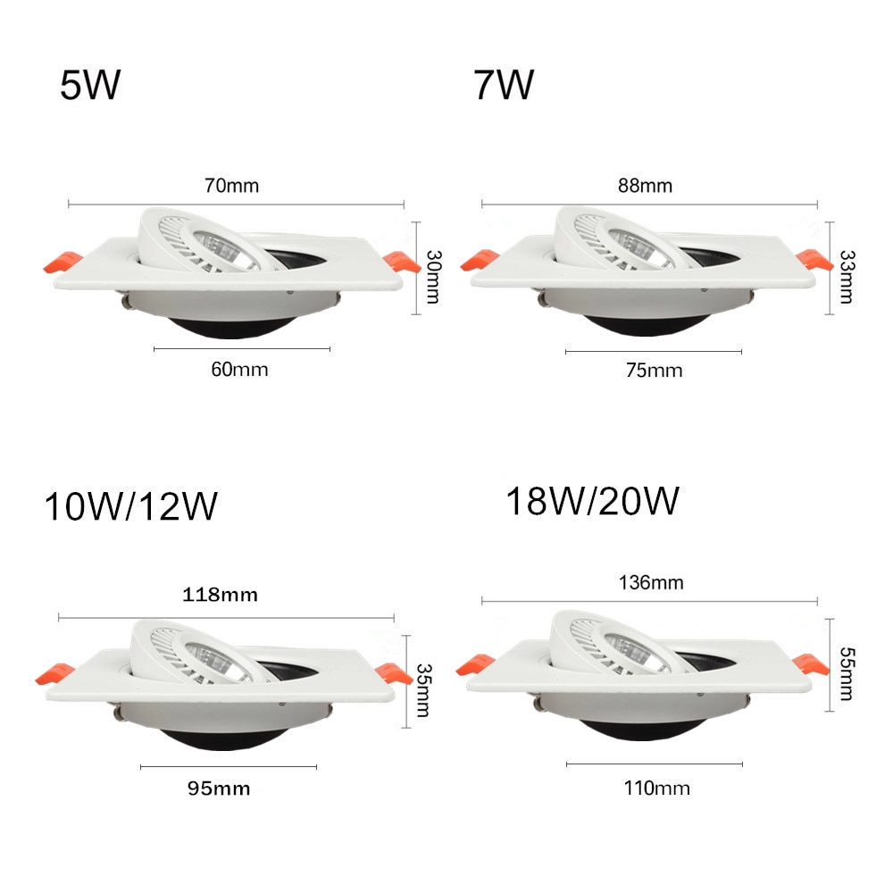 LED-Spot-plafonnier-r-glable-18W-15W-10W-7W-360-degr-s-Rotation-carr-plafond-encastr