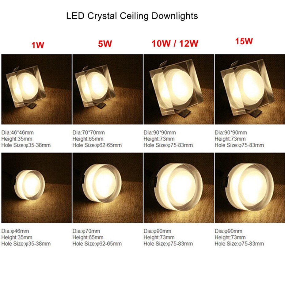 DVOLADOR-rond-15W-10W-5W-1W-LED-Downlight-en-cristal-LED-plafonnier-blanc-chaud-blanc-LED