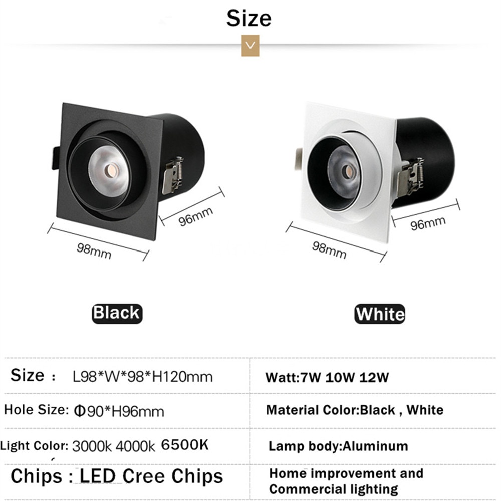 La-lumi-re-extensible-de-tache-de-LED-7W-10W-12W-a-int-gr-le-downlight