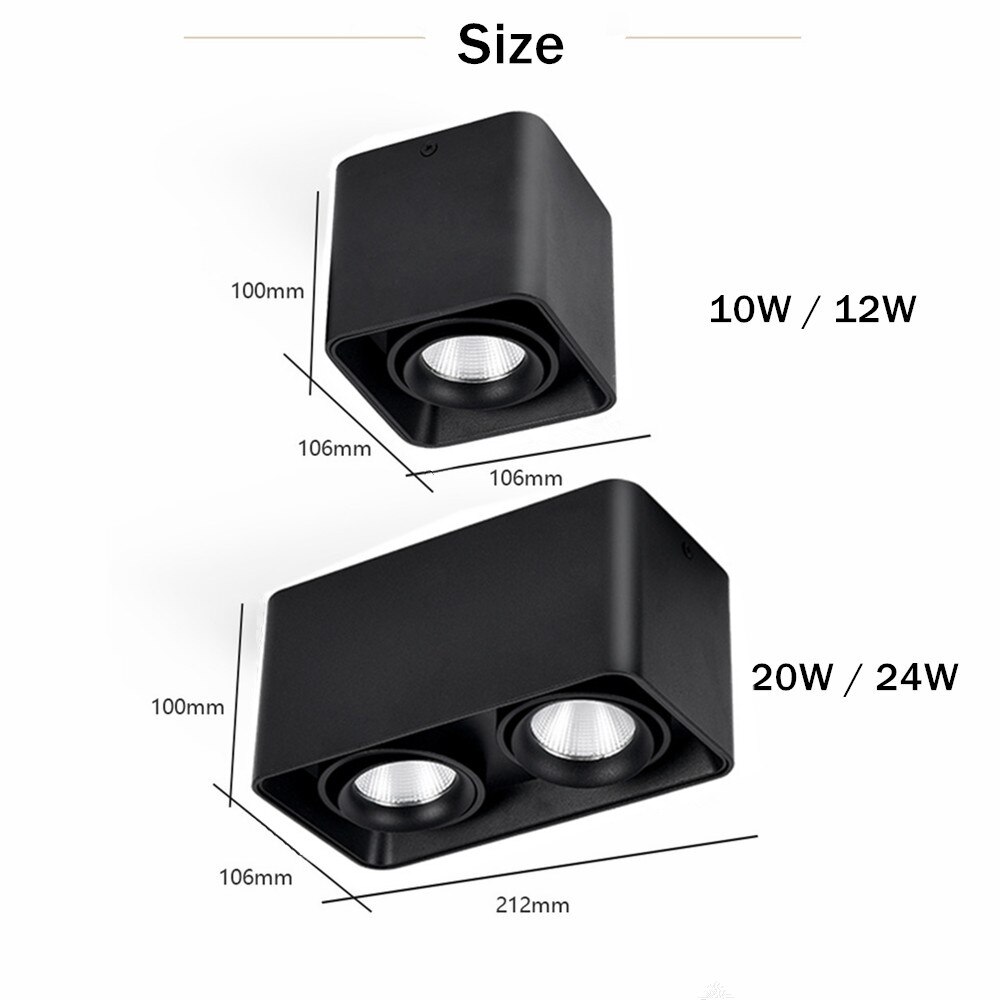 10w-12w-20w-carr-Led-Spot-lumi-re-mont-en-Surface-Led-plafonnier-simple-t-te