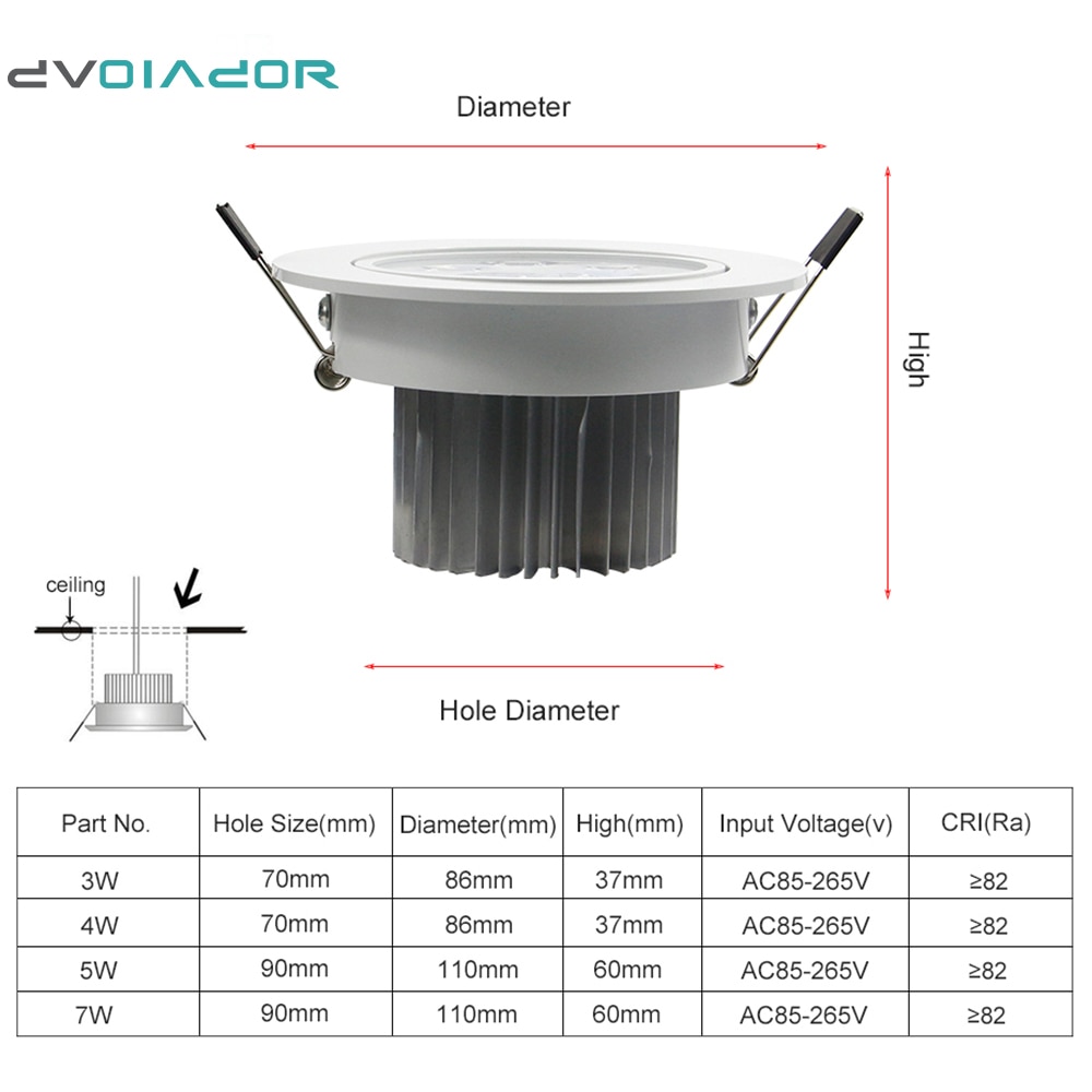 DVOLADOR-AC85V-265V-r-glable-7-W-5-W-4-W-3-W-LED-Downlight-blanc