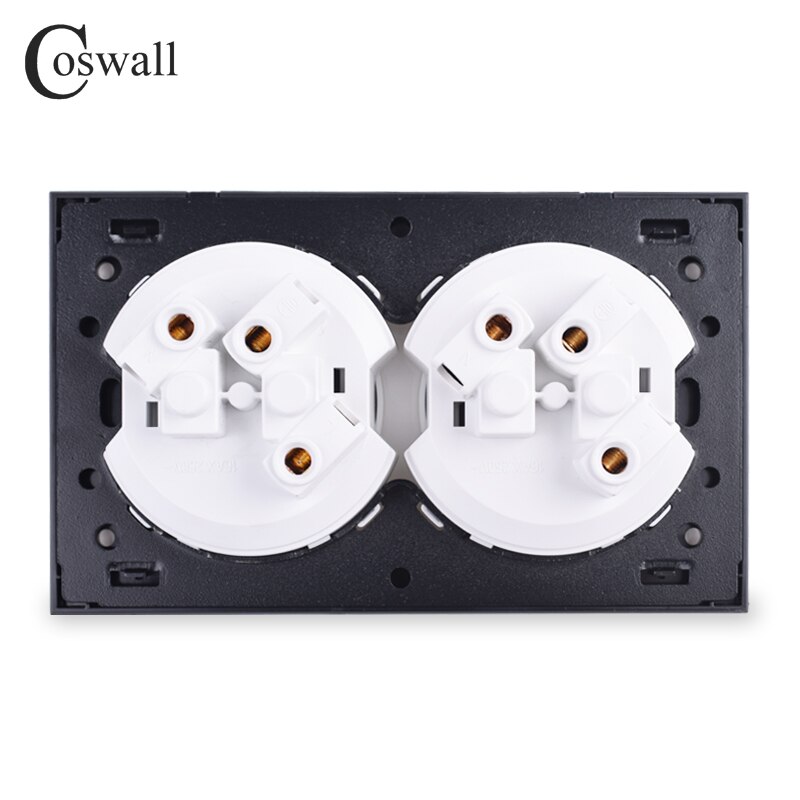 Coswall-luxueux-panneau-en-aluminium-noir-16A-Double-EU-prise-de-courant-murale-Standard-avec-serrure