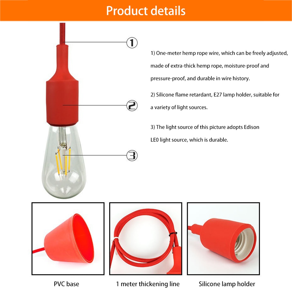 E27-suspension-lampe-Base-porte-ampoule-bricolage-prise-color-Silicone-ligne-lustre-Point-d-clairage-en