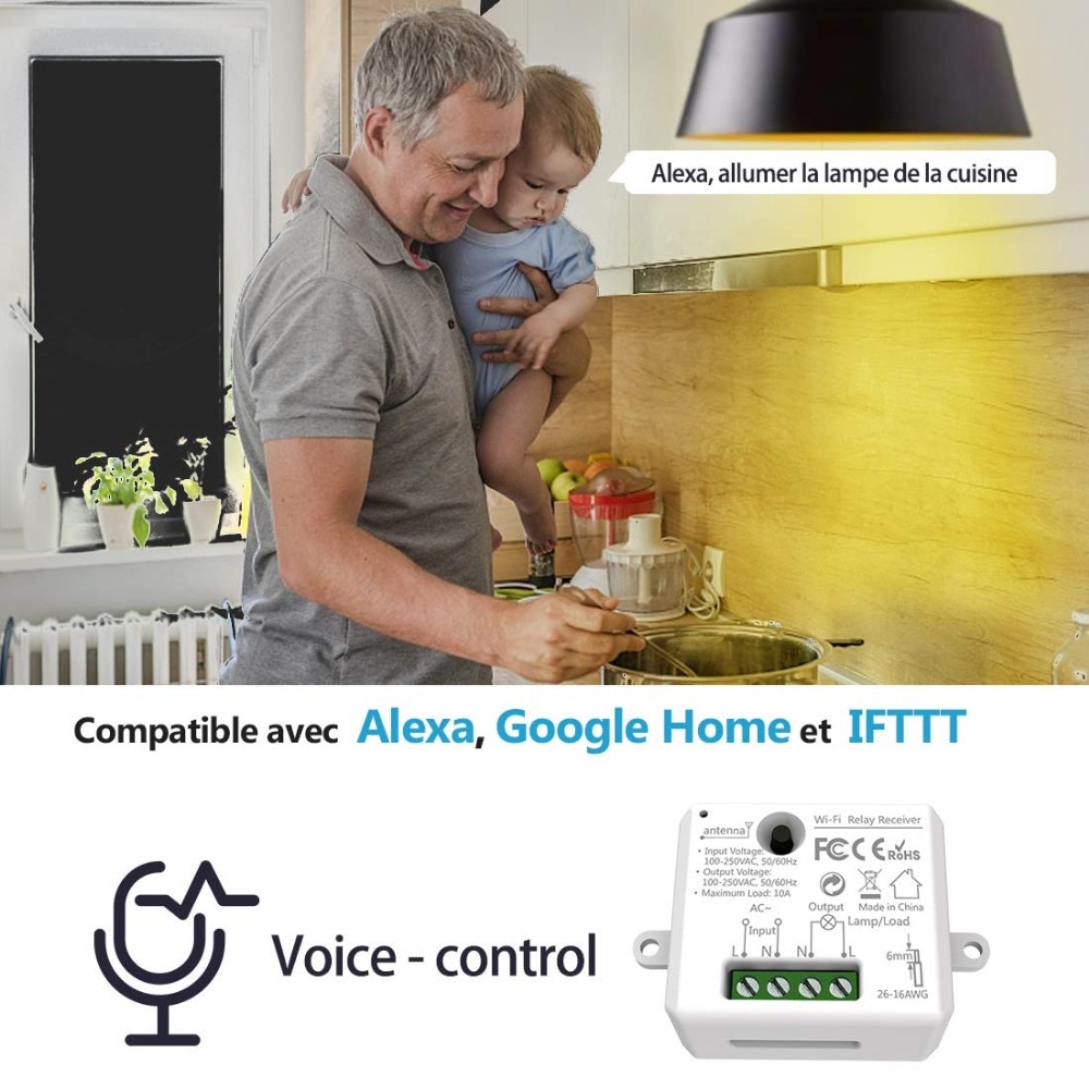 Disjoncteur WiFi, commande vocale, commande sans fil, Alice Alexa