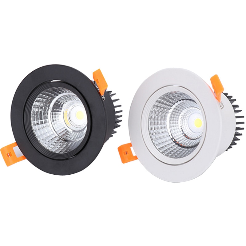 Blanc-noir-LED-COB-spot-plafonnier-AC85-265V-3W-5W-7W-9W-12W-15W-aluminium-encastr