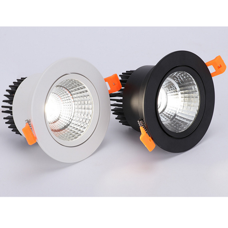Blanc-noir-LED-COB-spot-plafonnier-AC85-265V-3W-5W-7W-9W-12W-15W-aluminium-encastr