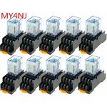 10-pi-ces-MY4-Relais-De-Puissance-MY4NJ-avec-Montage-Sur-Rail-Din-Socle-14-Broches