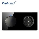Wallpad-L6-verre-tremp-noir-1-Gang-1-voie-interrupteur-2-voies-avec-prise-murale-EU