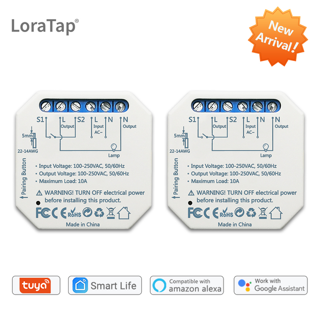Loratap Smart Life Wifi Switch Light Automation 1 Gang 10a Timer DIY  fonctionne avec Google Home Alexa Echo Télécommande Tuya