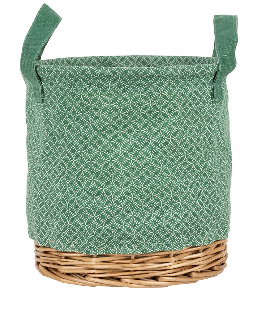 Panier en coton et bois de saule vert