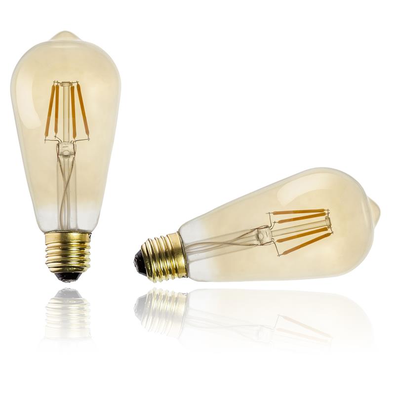 Ampoule ST64 E27 LED droit ambre