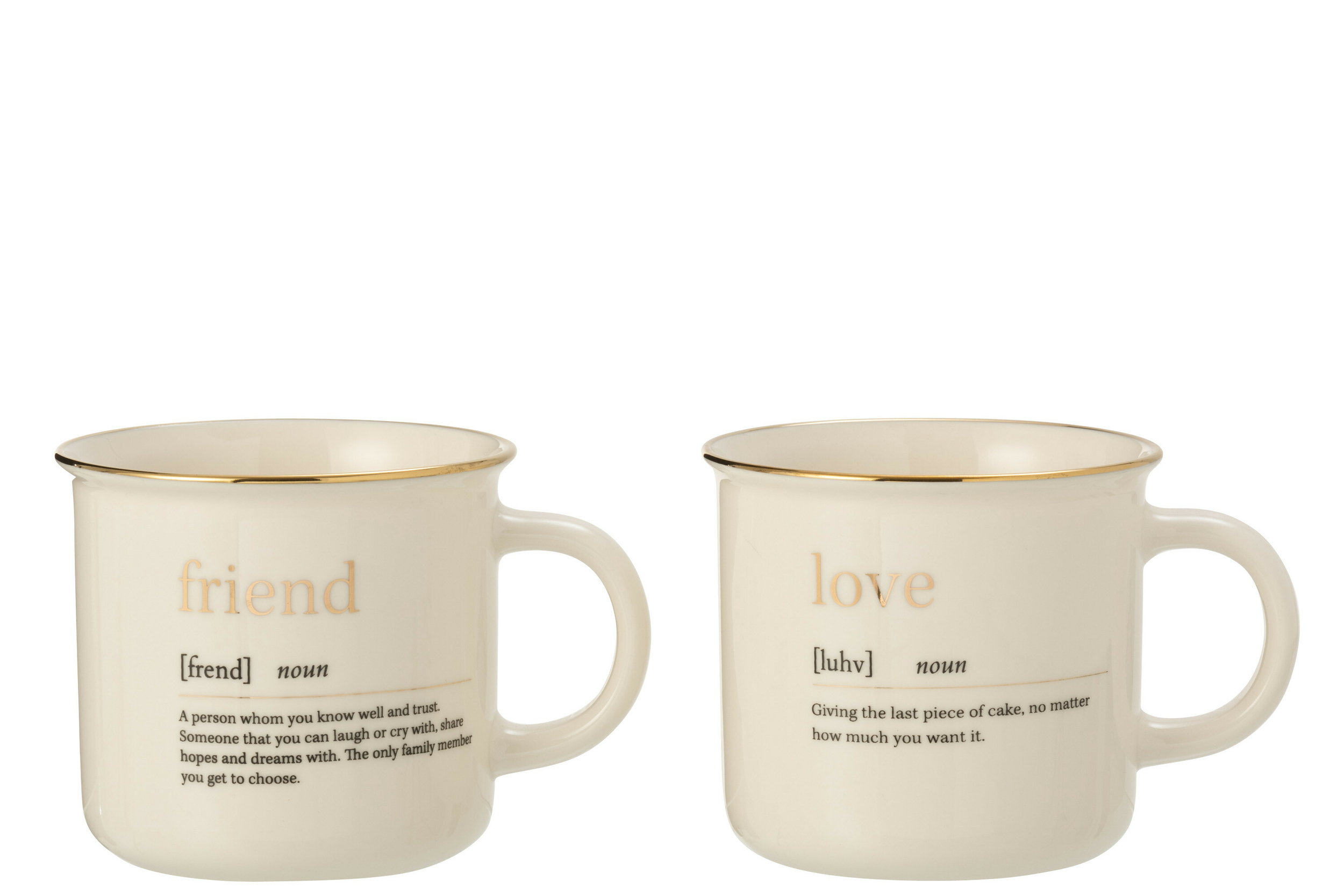 Set mug message FRIEND/LOVE finition or