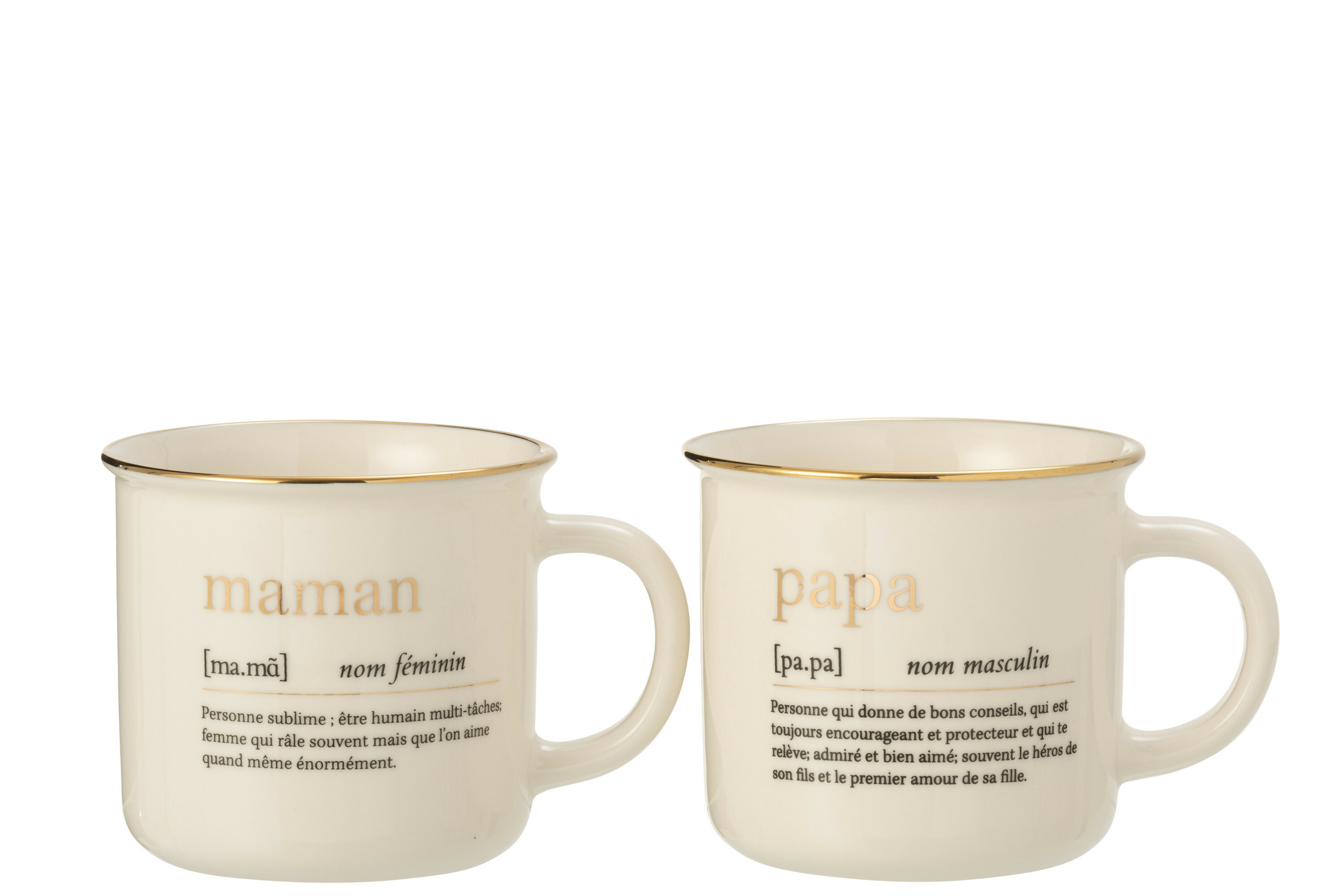 Set mug message MAMAN/PAPA finition or