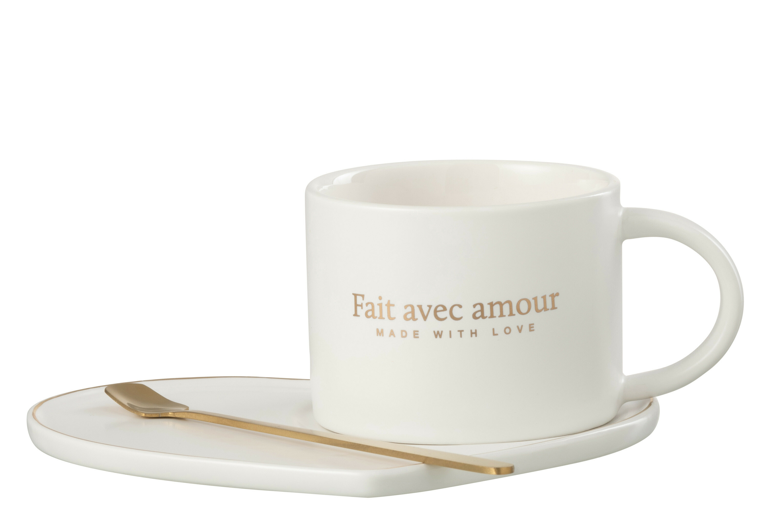 S/3 tasse+cuillère+soucoupe LOVE