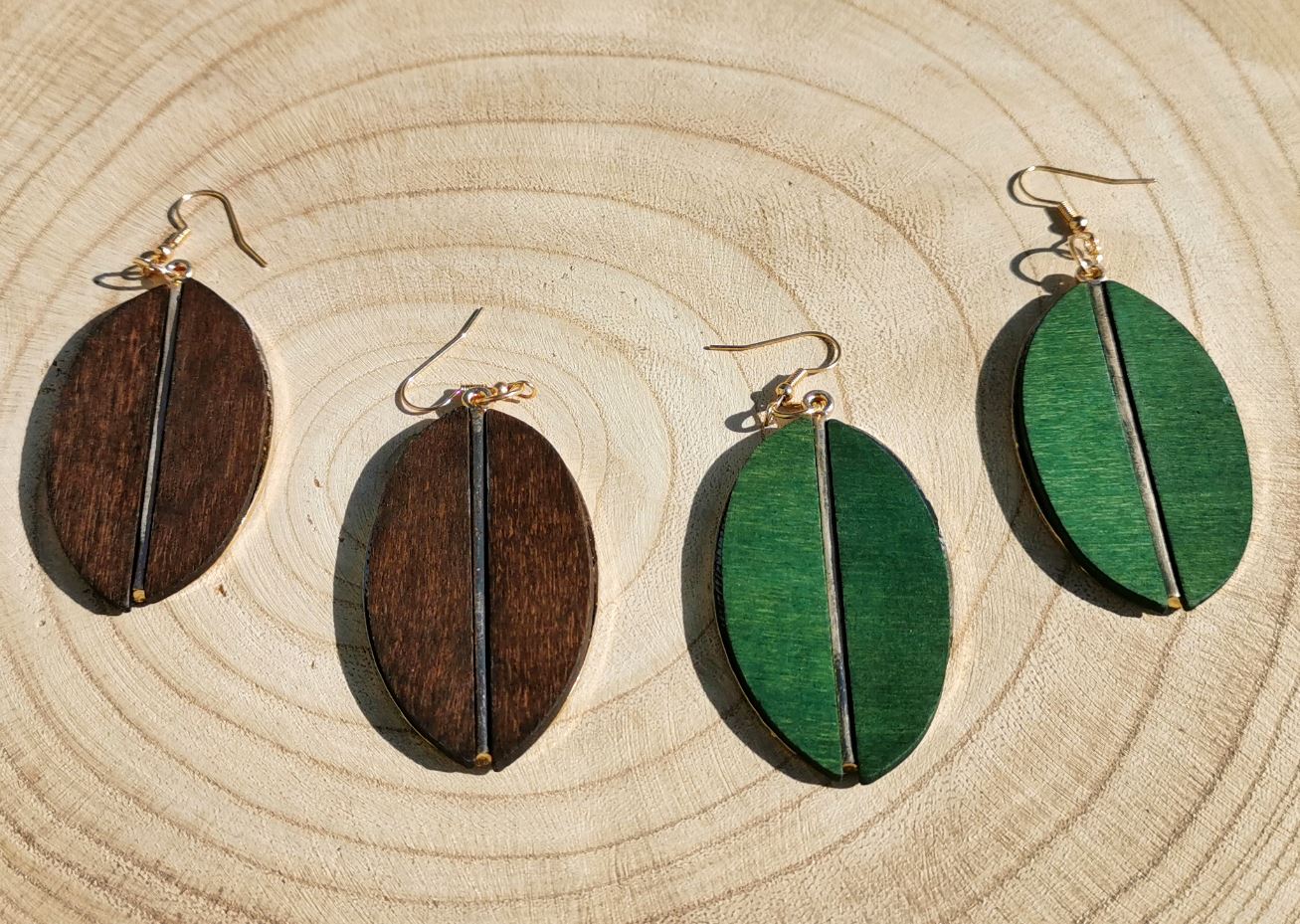 boucles doreilles pendantes en bois surf