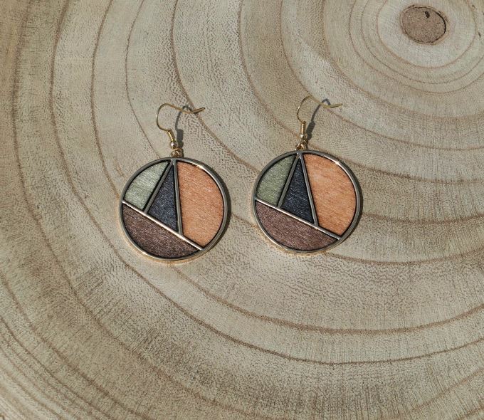 boucles doreilles en bois trio rond