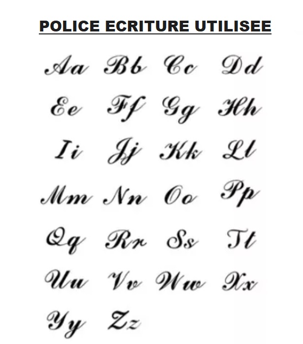 Police décriture des prénoms du collier infini personnalisé