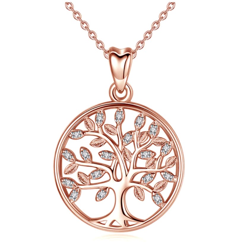 collier arbre de vie argent et or rose