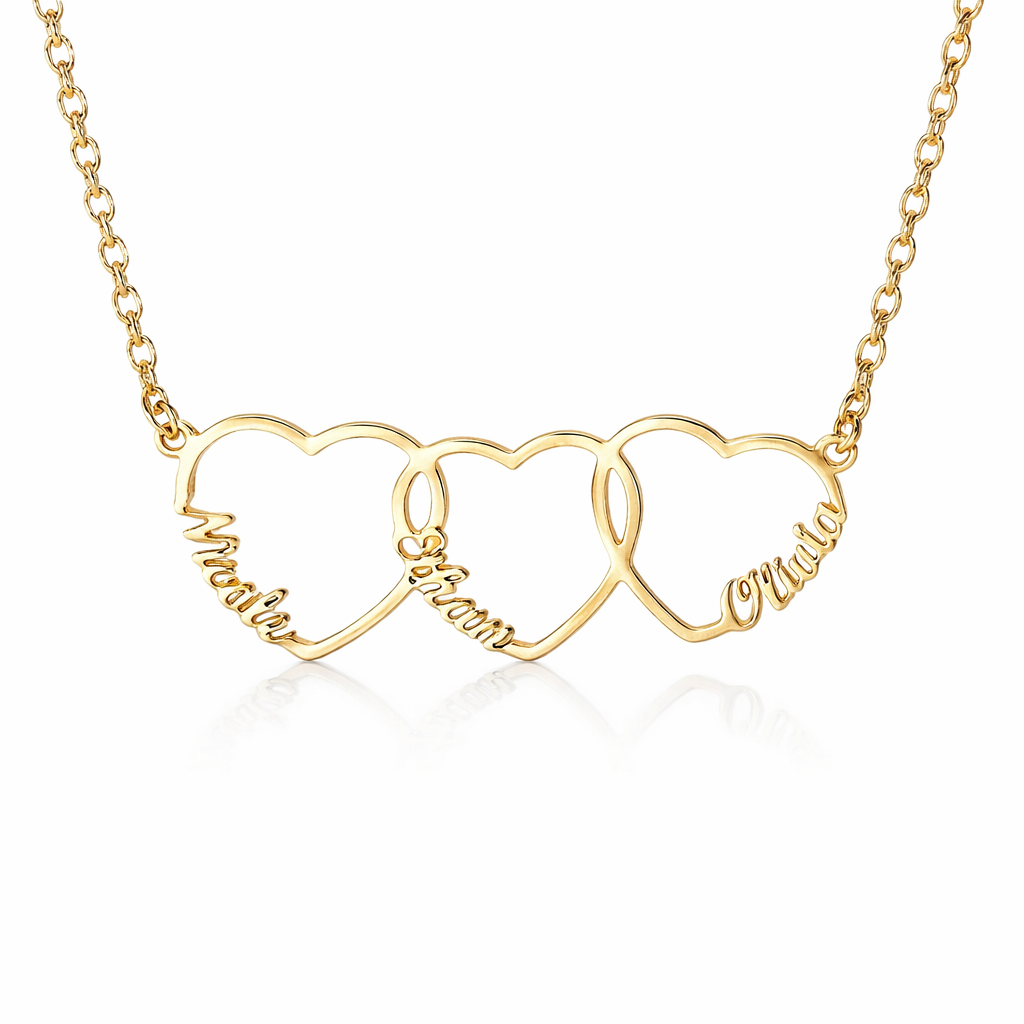 Collier pendentif Cœur - 1 à 3 Prénoms personnalisés