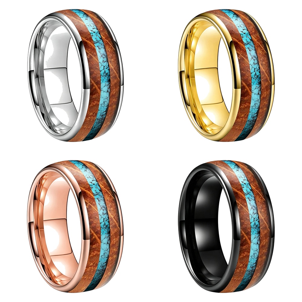 Bague Tungstène & Fut & Turquoise - 8 mm