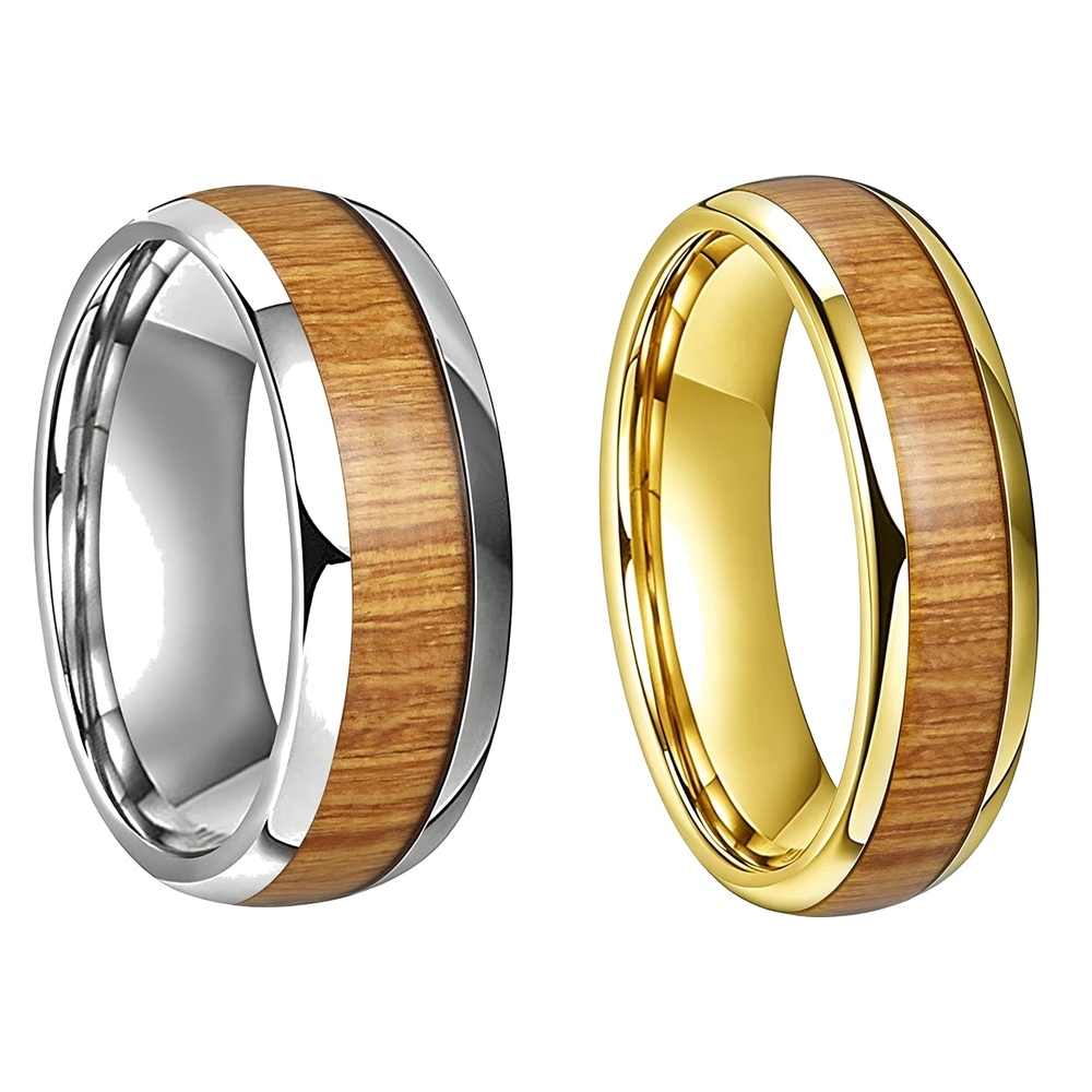 Bague Tungstène & Bois - 4, 6 ou 8 mm - Clarté