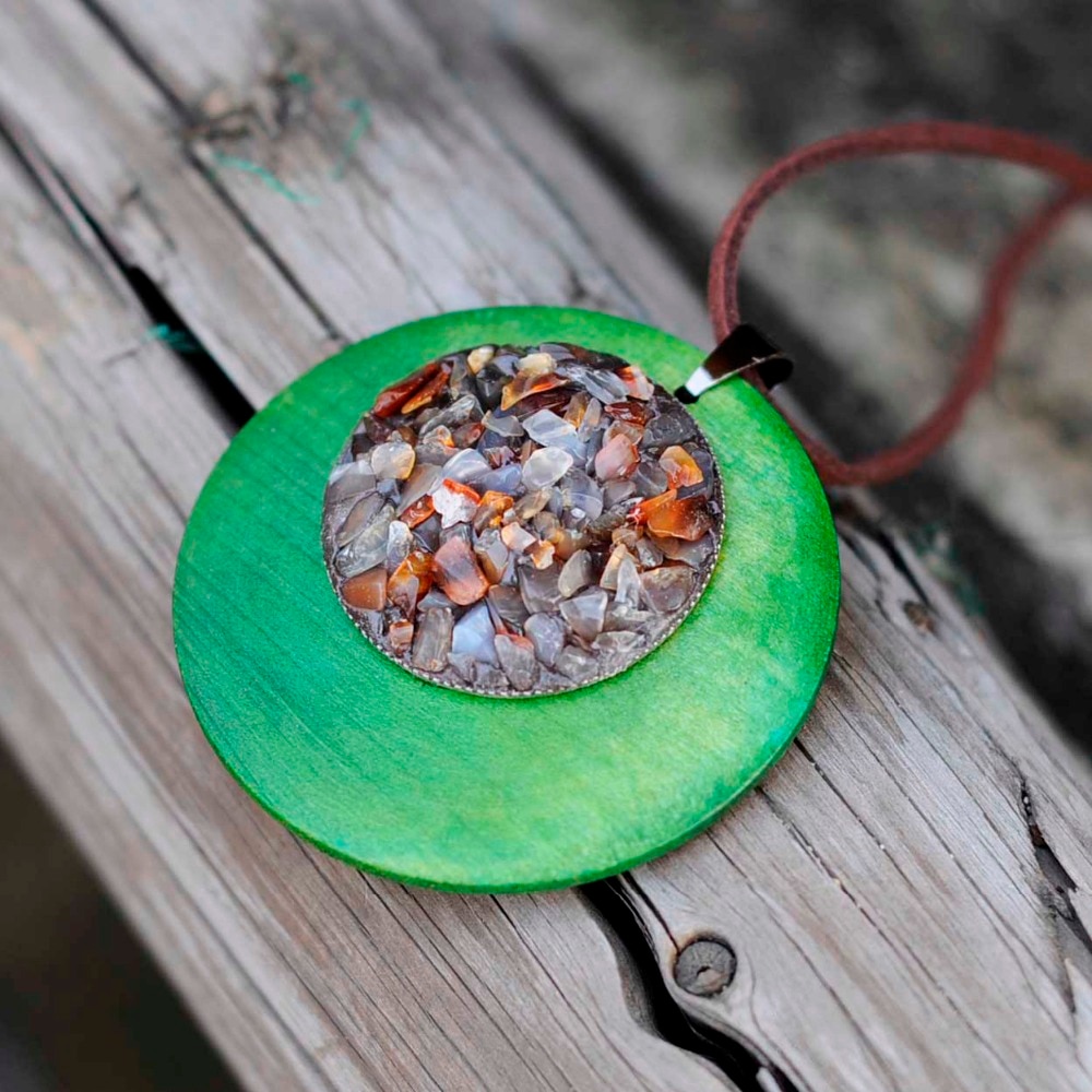 collier sautoir vert pierre