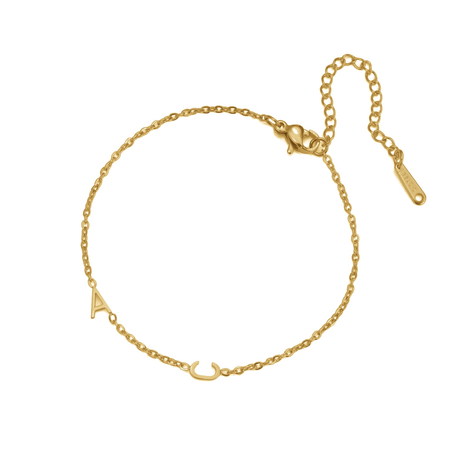 Bracelet initiales personnalisé, modèle Complicité