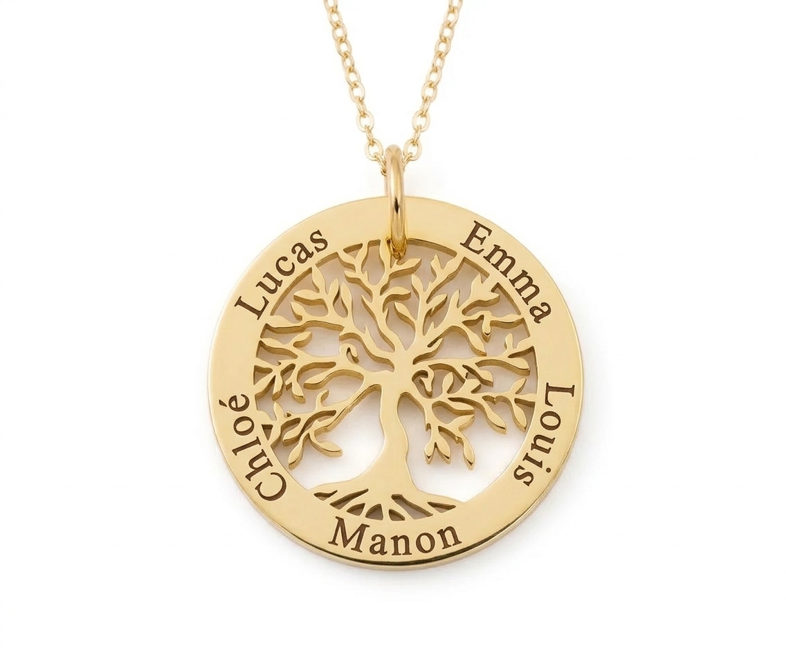 Collier Arbre de vie Acier - Prénoms personnalisés