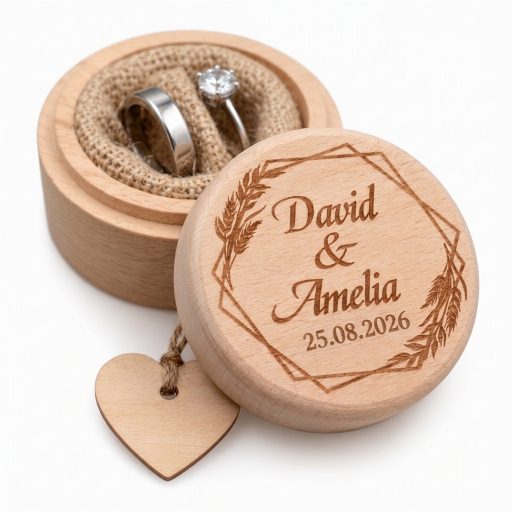 Boite en bois Alliances mariage - Personnalisée