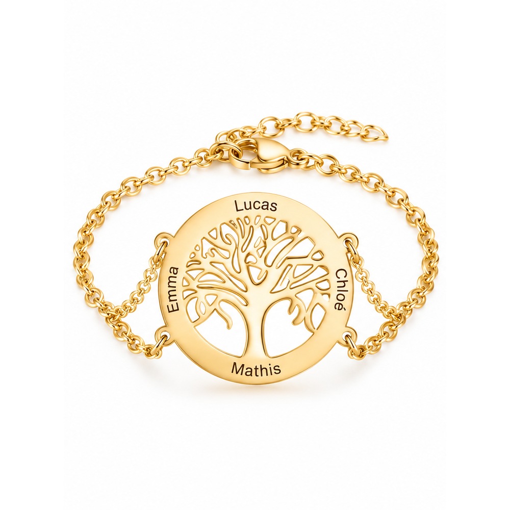 Bracelet Arbre de vie Acier - Prénoms personnalisés