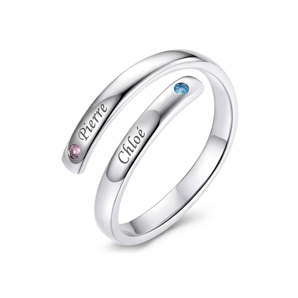 Bague personnalisée prénom en argent 925 - 1 ou 2 prénoms