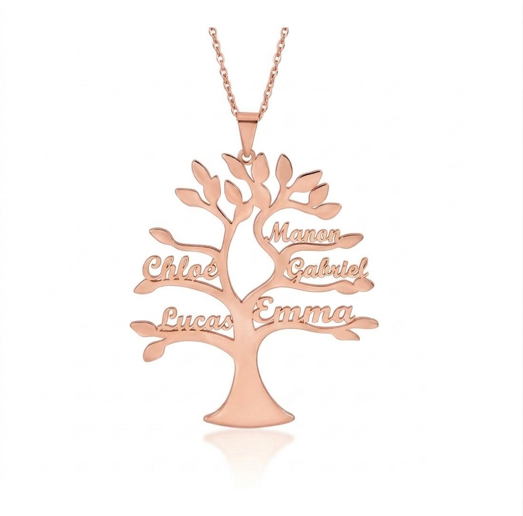 collier arbre de vie motif arbre or rose