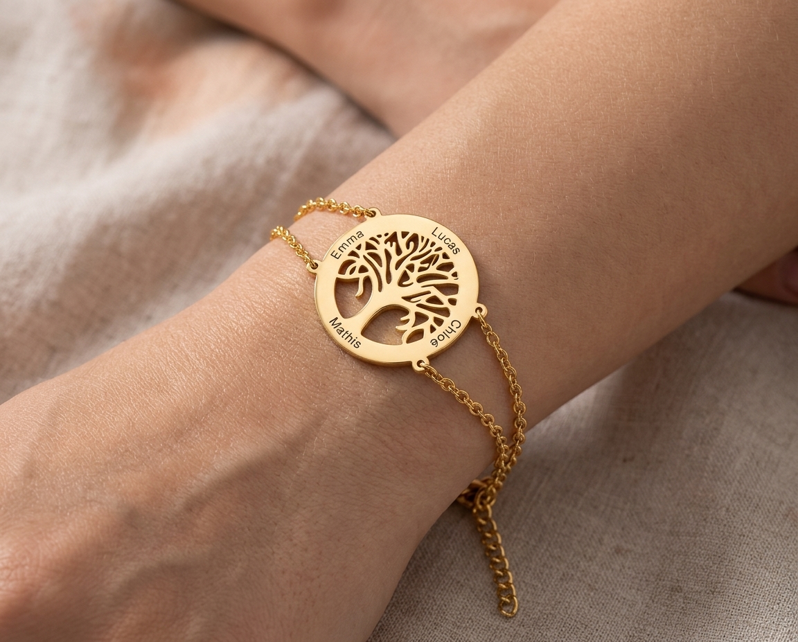 bracelet arbre de vie personnalisé avec prenom porte