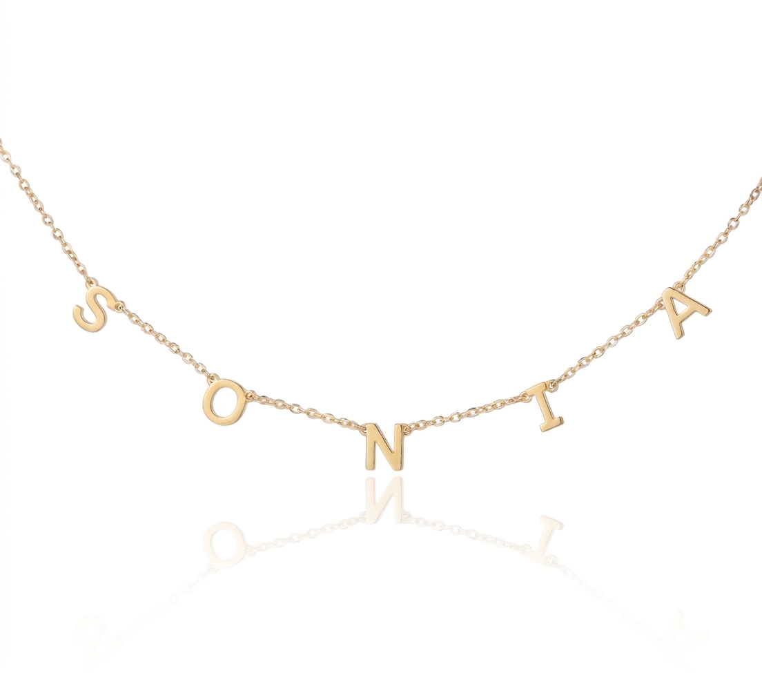 Collier personnalisé initiale, prénom ou initiales, 1 à 8 lettres