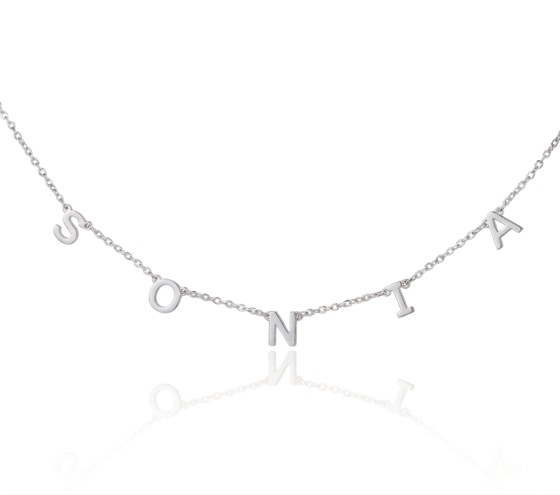 Collier personnalisé initiale en argent, prénom ou initiales